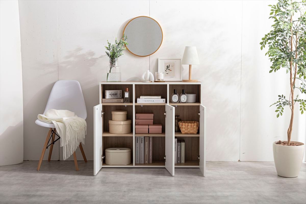 LOWYA キャビネット サイドボード トープ 幅118 収納棚 チェスト