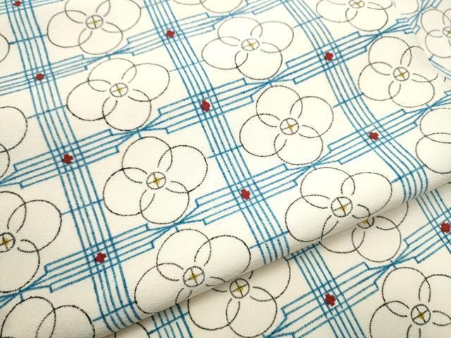 平和屋着物●創作　全通柄　九寸名古屋帯　格子花文　正絹　逸品　CAAX1330hy 平和屋着物○創作 全通柄 九寸名古屋帯 格子花文 正絹