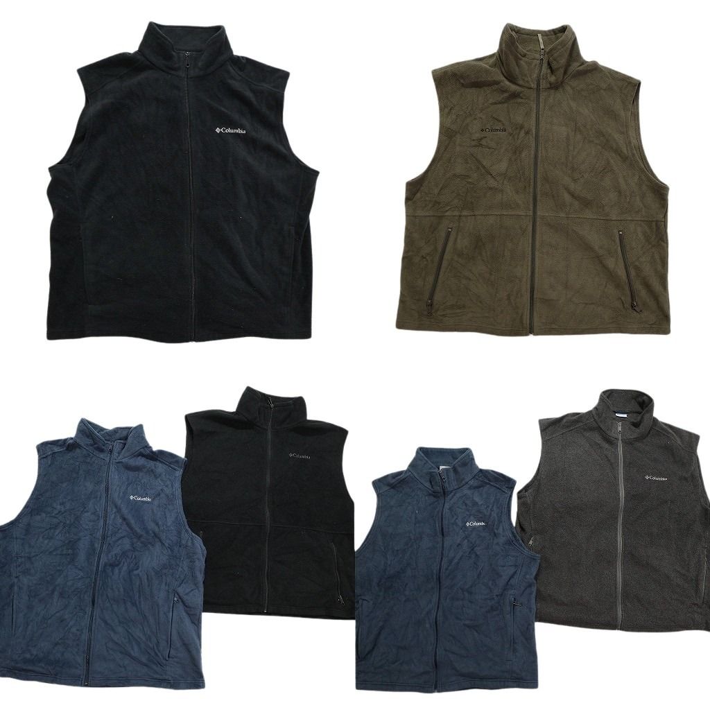 古着卸 コロンビア フリース ベスト 6枚セット メンズ 2XL 3XL フルジップ スタンド ネイビー 古着 NC2681