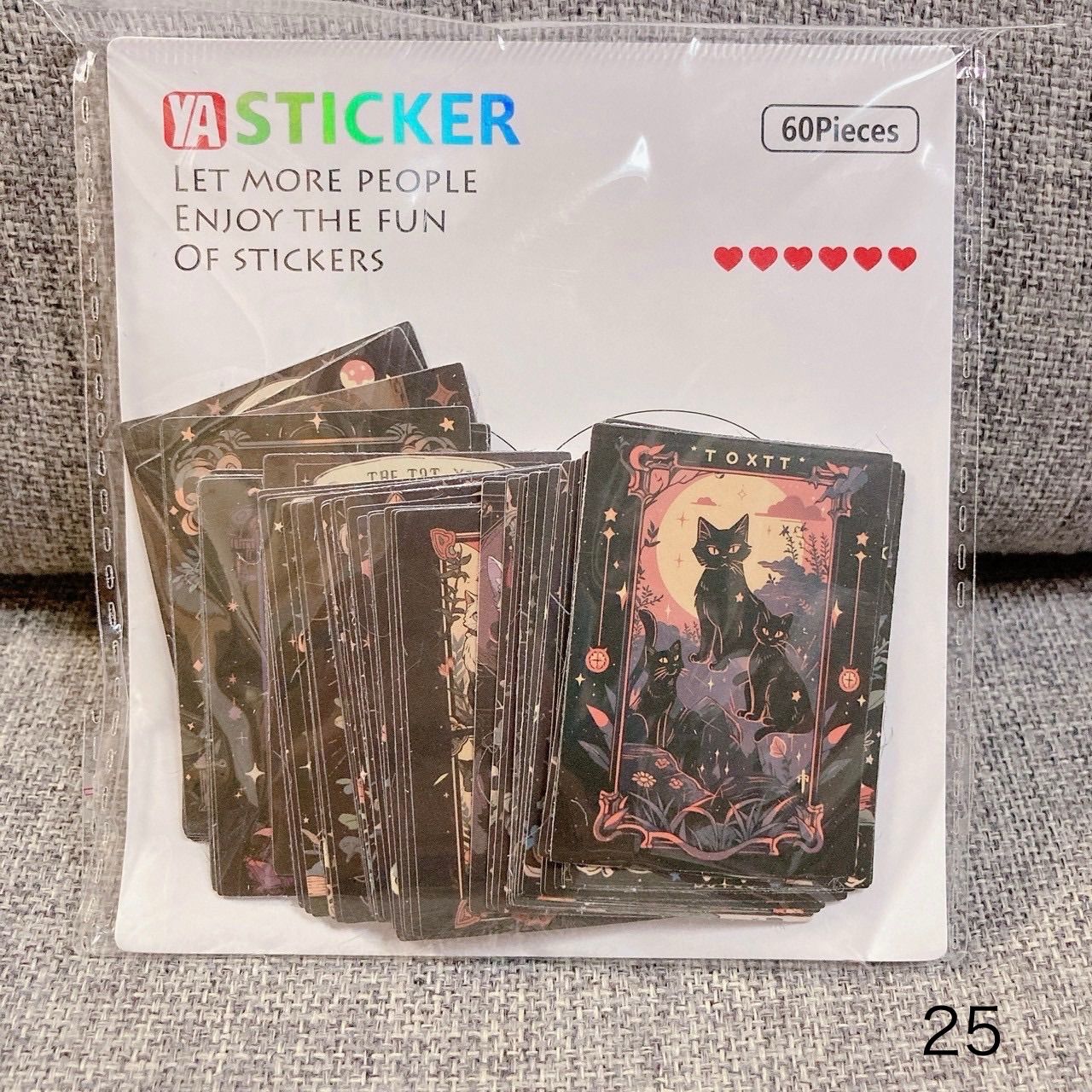 25 防水 ステッカー 60枚セット ゴシックネコ 猫 タロットカード 擬人