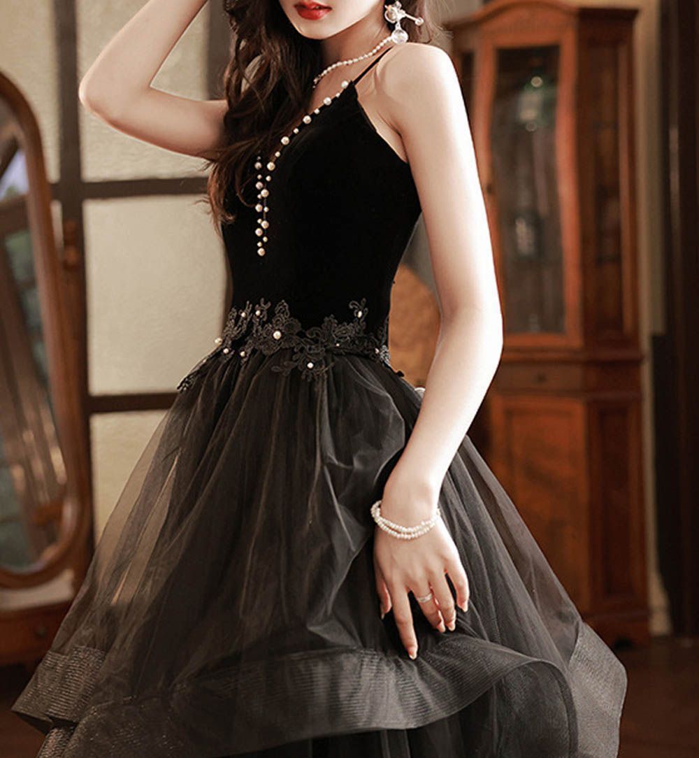 美晴ドレス　キャミソール黒ドレス キャミソールドレス ブラック 色相談可:キャミソール黒ドレス