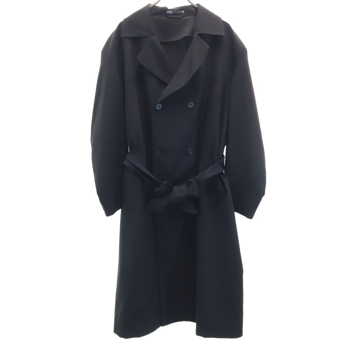ZARA ザラ トレンチコート S-M 黒 メンズ 古着