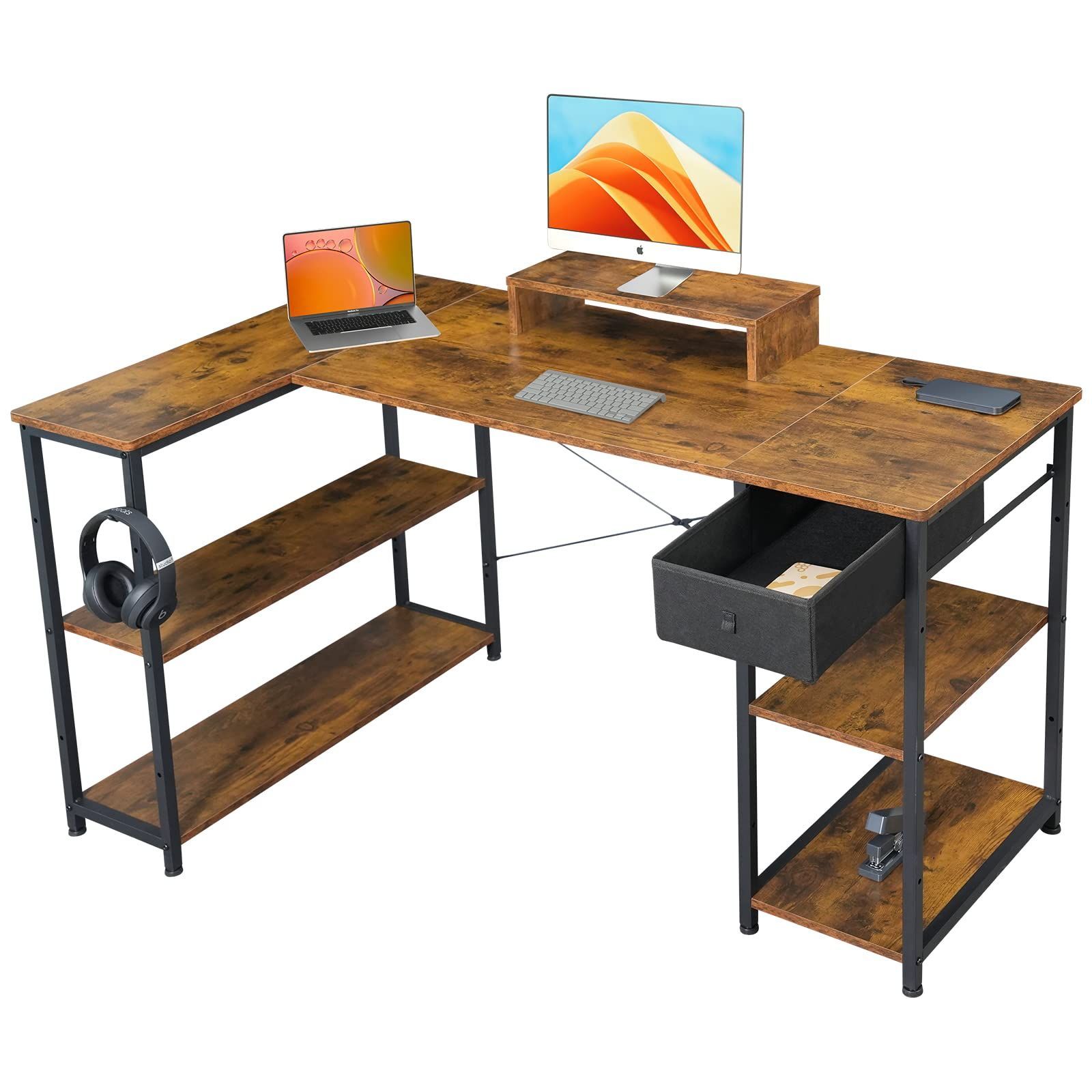 幅136cm desk オフィスデスク コーナーデスク つくえ パソコンデスク右