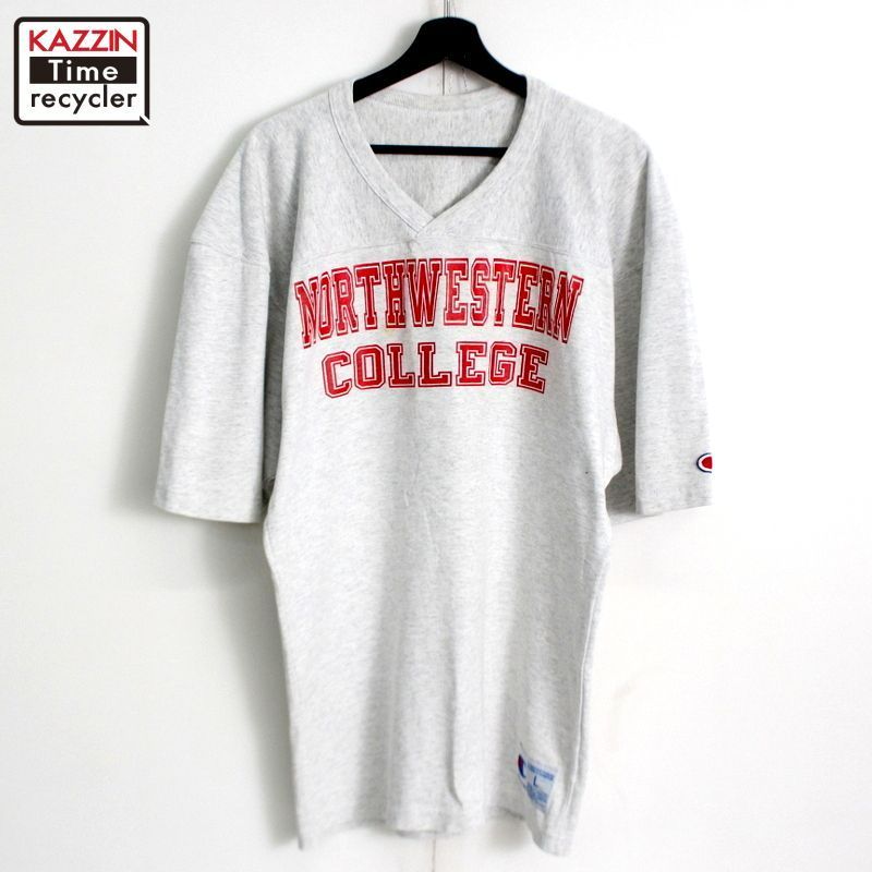 90s USA製 vintage Champion カレッジ プリント フットボールＴシャツ メンズ 表記Lサイズ