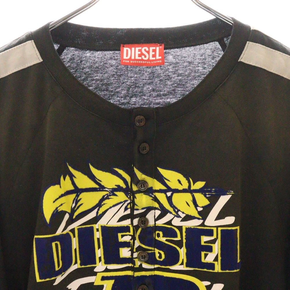 DIESEL / ROXFINO-STRIPE/フェード加工/長袖Tシャツ/L/コットン/GRY/プリント/A14851 DIESEL (ディーゼル) T-ROXFINO-STRIPE フェード加工 サイドライン 胸