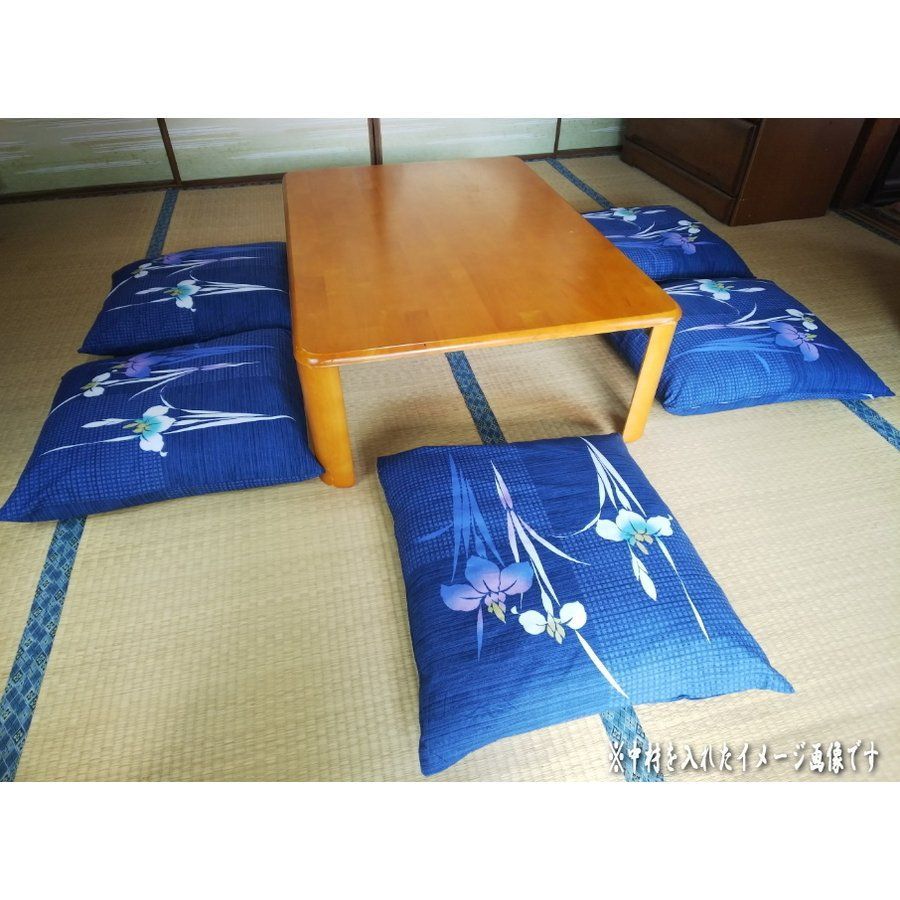【未使用】高級ちぢみ座布団５枚セット 日本製 座布団カバー 5枚組 高島ちぢみ 55×59cm 銘仙判 アヤメ