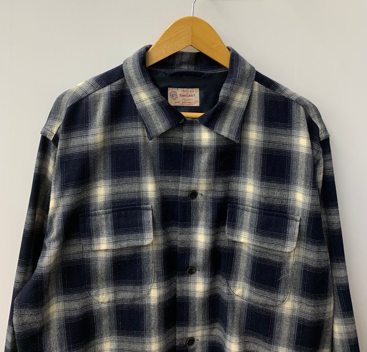 BACK ファッション Penney's Towncraft 長袖シャツ ブラック・ホワイト