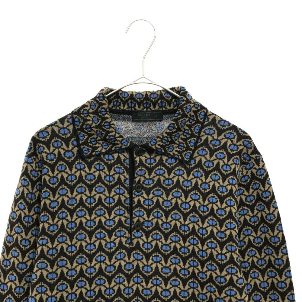 PRADA (プラダ) 21AW フラワージャガード ニットポロシャツ
