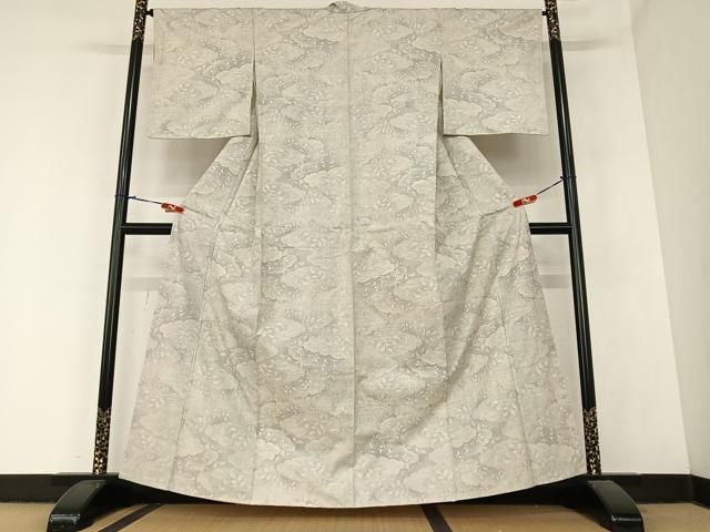 平和屋着物 本場大島紬 白大島 カタス7マルキ 雲重ね花文 正絹 AABA0367zg