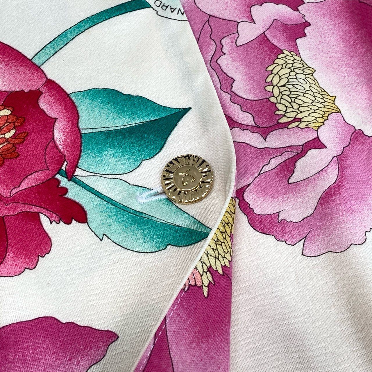 レオナール トリム 花柄 チュニック Lサイズ シルク混 ロゴ LEONARD