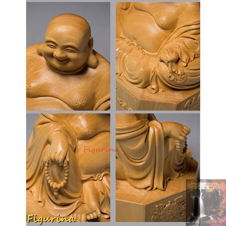 開運七福神 布袋 様 布袋様の置物 高級天然ツゲ木彫り 仏像 置物