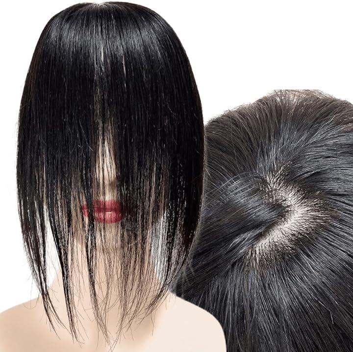 ルスブリラーレ Luce brillare 部分ウィッグ 前髪未カット センター分け 真ん中分け ヘアピース かつら 女性 レディース 人毛 ストレート 分け目 シルク セミロング M ナチュラルブラック 12x13 M