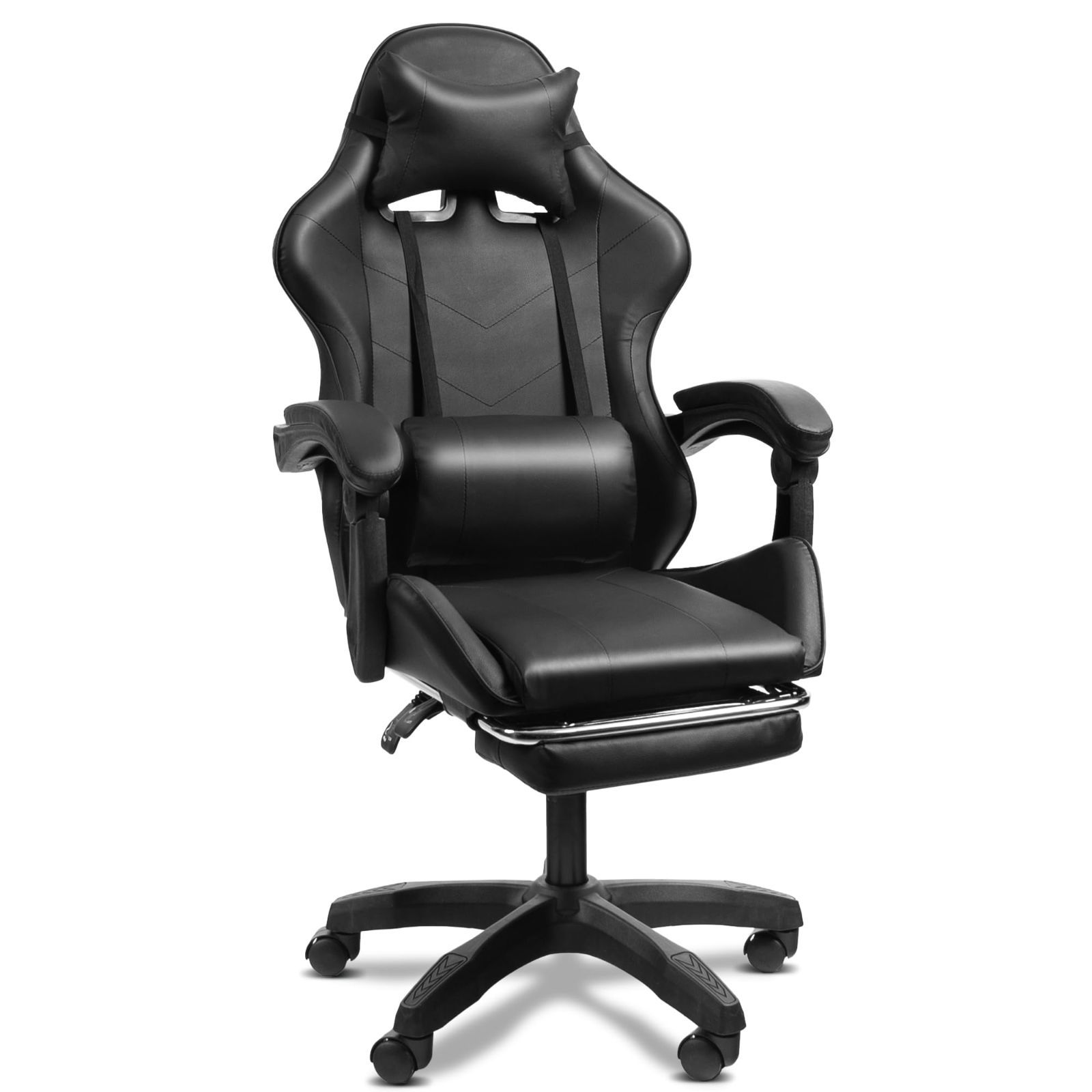 １６５度リクライニング機能 人間工学 ハイバック オットマン付き パソコンチェア テレワーク椅子 デスクチェア オフィスチェア PCチェア ゲーム用チェア ゲーミングチェア ブラック DoubleTT