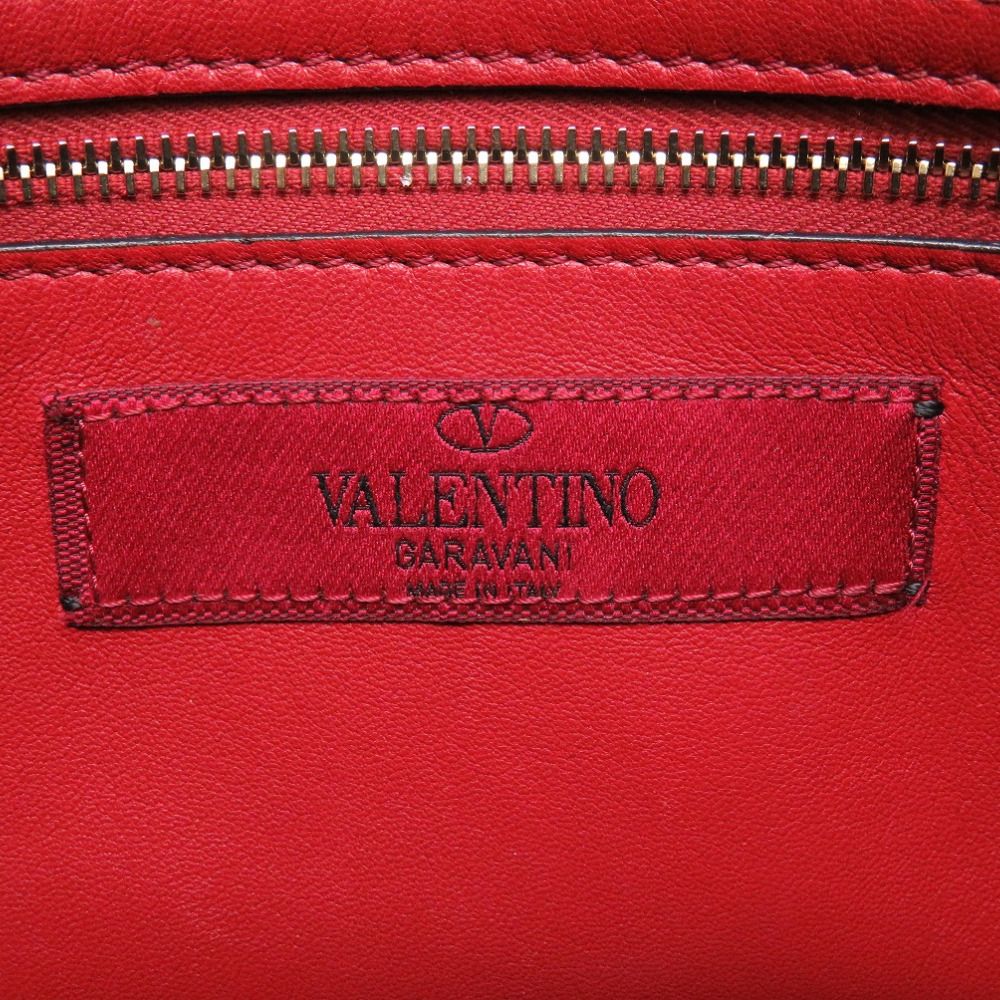 約30cmショルダー美品 ヴァレンティノ ガラヴァーニ ロックスタッズ レザー ネイビー ショルダーバッグ バッグ 紺 0032  Valentino Garavani