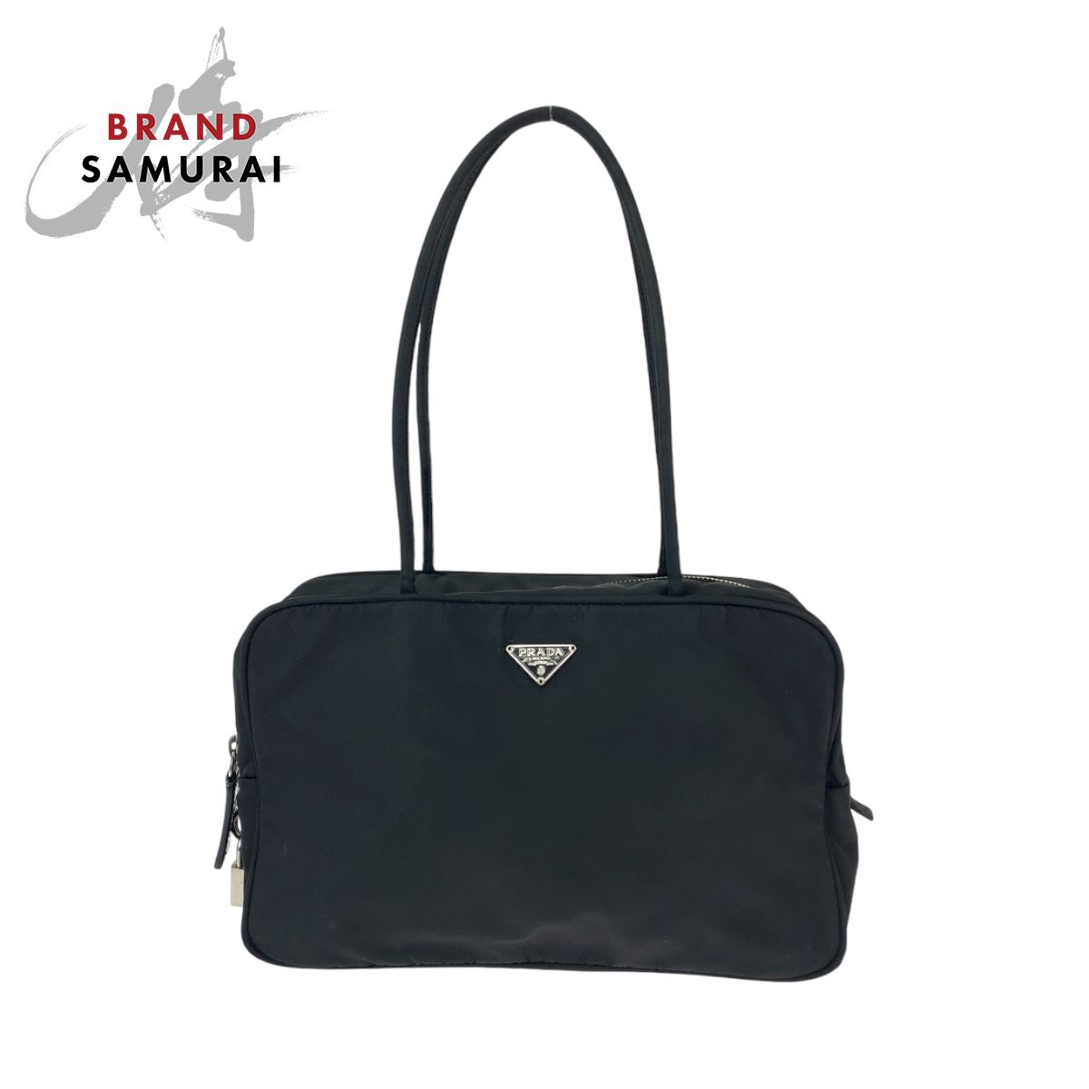 PRADA プラダ テスート 三角ロゴプレート ブラック 黒 シルバー
