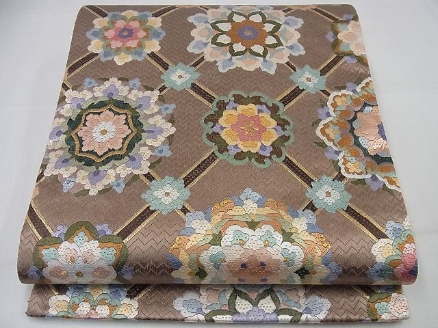 平和屋着物▽極上 絽刺し 区限刺繍 総刺繍 全通柄袋帯