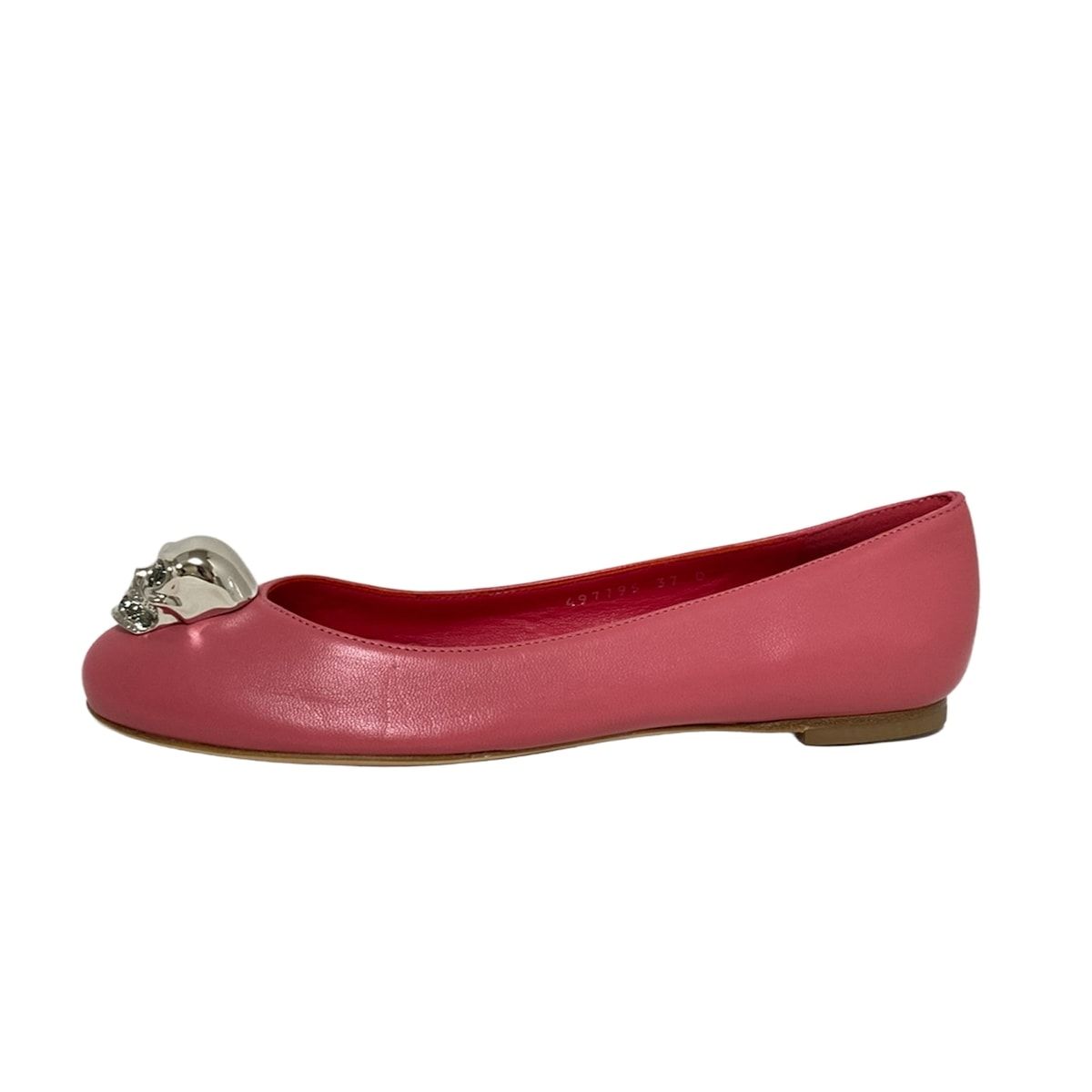 Alexander McQUEEN スカル フラットシューズ McQueen // Grey Metallic Leather Skull Zipper Heel – VSP