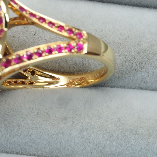 モーブッサン リング シトリン ルビー クルールダムール 9号 K18YG  