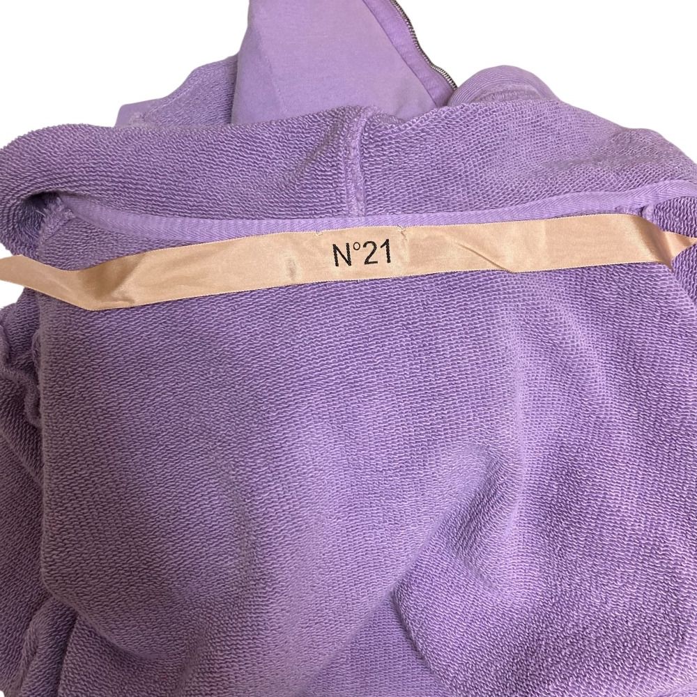 良品 21AW numero ventuno ヌメロヴェントゥーノ ロゴ オーバーサイズ ジップアップ スウェット パーカー フーディー 38 パープル レディース 古着 中古 N°21 良品 21AW numero ventuno ヌメロヴェントゥーノ ロゴ
