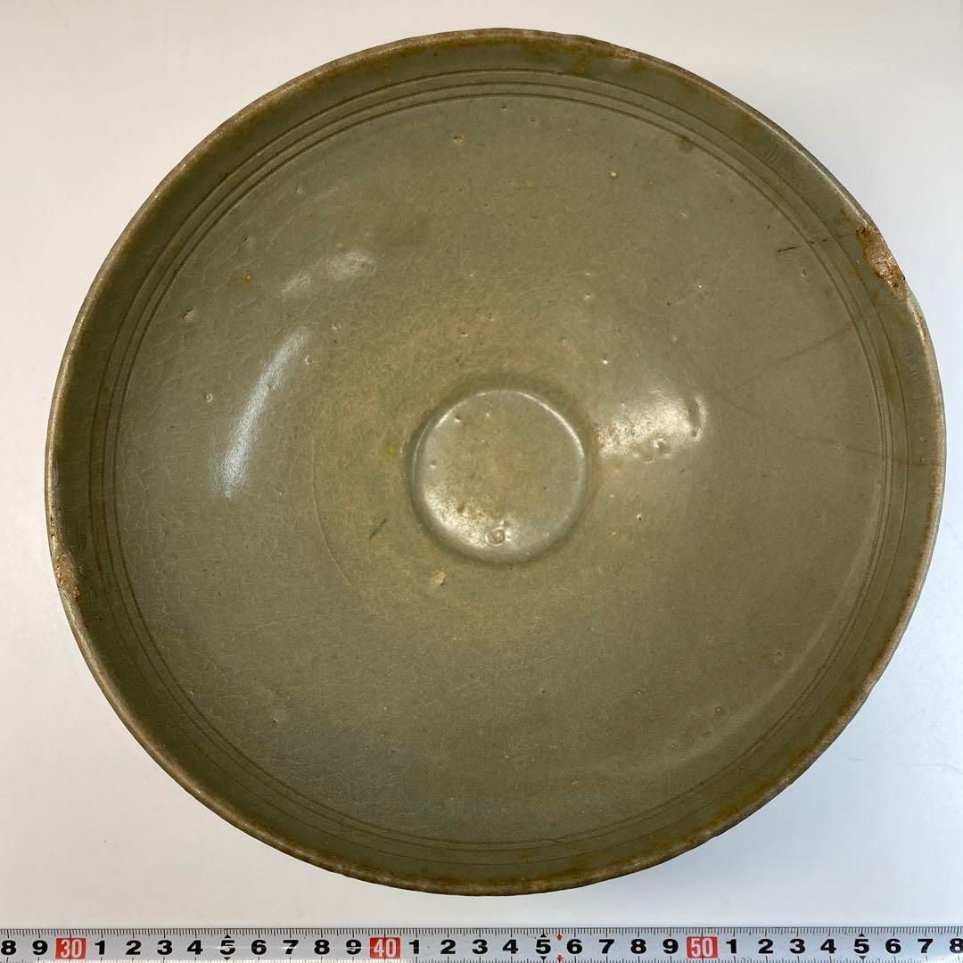 高麗青磁線文鉢　木箱付　幅約22.5㎝　本Y6-0509☆1F 高麗青磁線文鉢 木箱付 幅約22.5㎝ 本Y6-0509☆