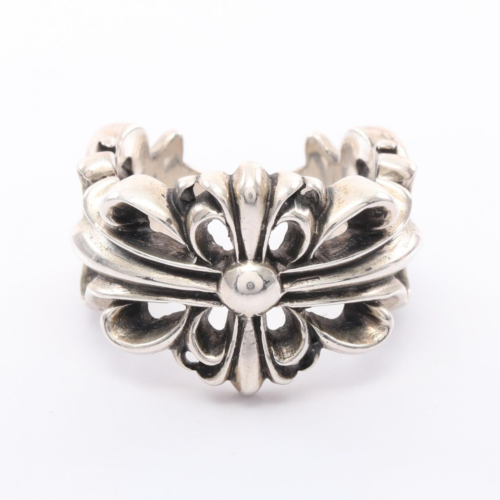 クロムハーツ CHROME HEARTS リング 指輪 ダブルフローラル クロス 207081100SLV シルバー925 リング メンズ Used A