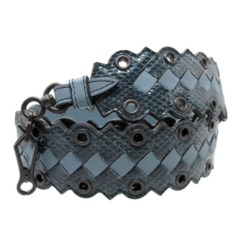 BOTTEGA VENETA - 新品同様 ボッテガヴェネタ 563993 イントレチャート パイソン レザー ブルー 青 ショルダーストラップ 1063【中古】BOTTEGA VENETA BOTTEGA VENETA - 新品同様 ボッテガヴェネタ 563993 イントレ