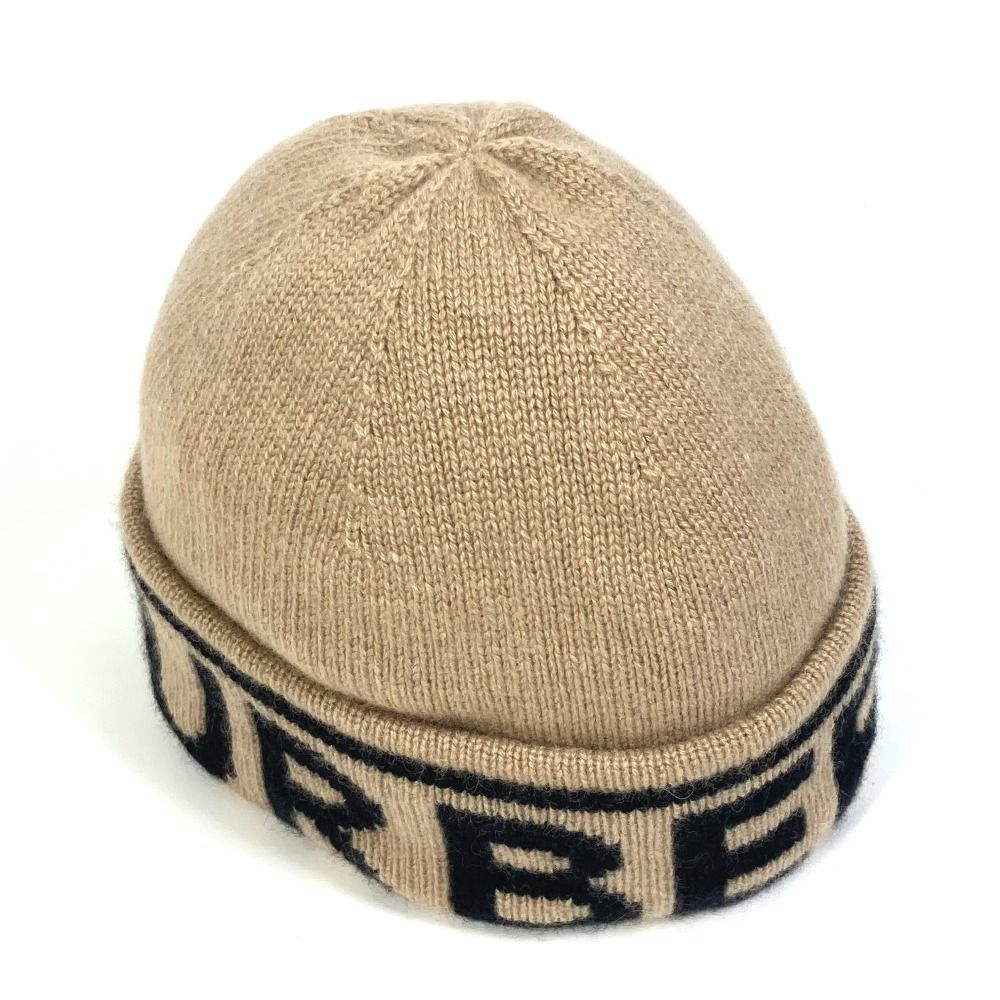 BURBERRY ロゴ入りニット帽 ベージュ バーバリー ビーニー ロゴ ニットキャップ 帽子 ニット帽