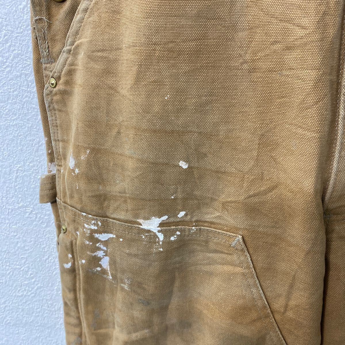 Carhartt 中綿 ダック ダブルニー オーバーオール W38 ブラウン