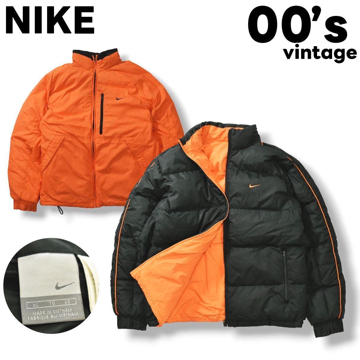 肉厚】 00sヴィンテージ ナイキ NIKE リバーシブル ダウンジャケット 