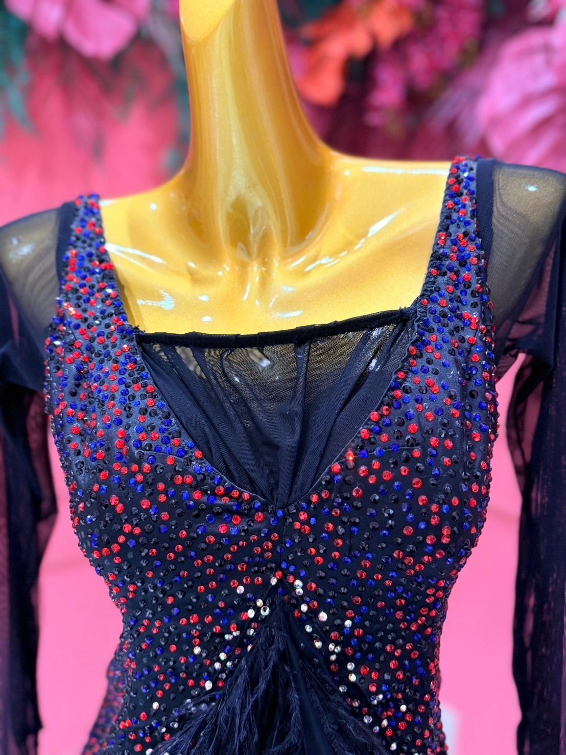 安い！かわいい！ 社交ダンス gentil ジャンティ 黒 スタンダードドレス ブラック サイズL〜