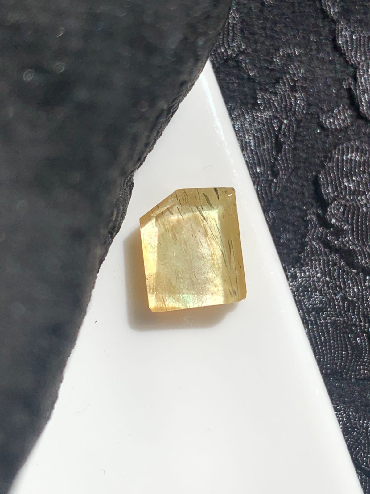 イェローシェル（黄蝶貝）×ルチルクォーツ ダブレット ストーン リング 50 イェローシェル（黄蝶貝）×ルチルクォーツ ダブレット ストーン リング