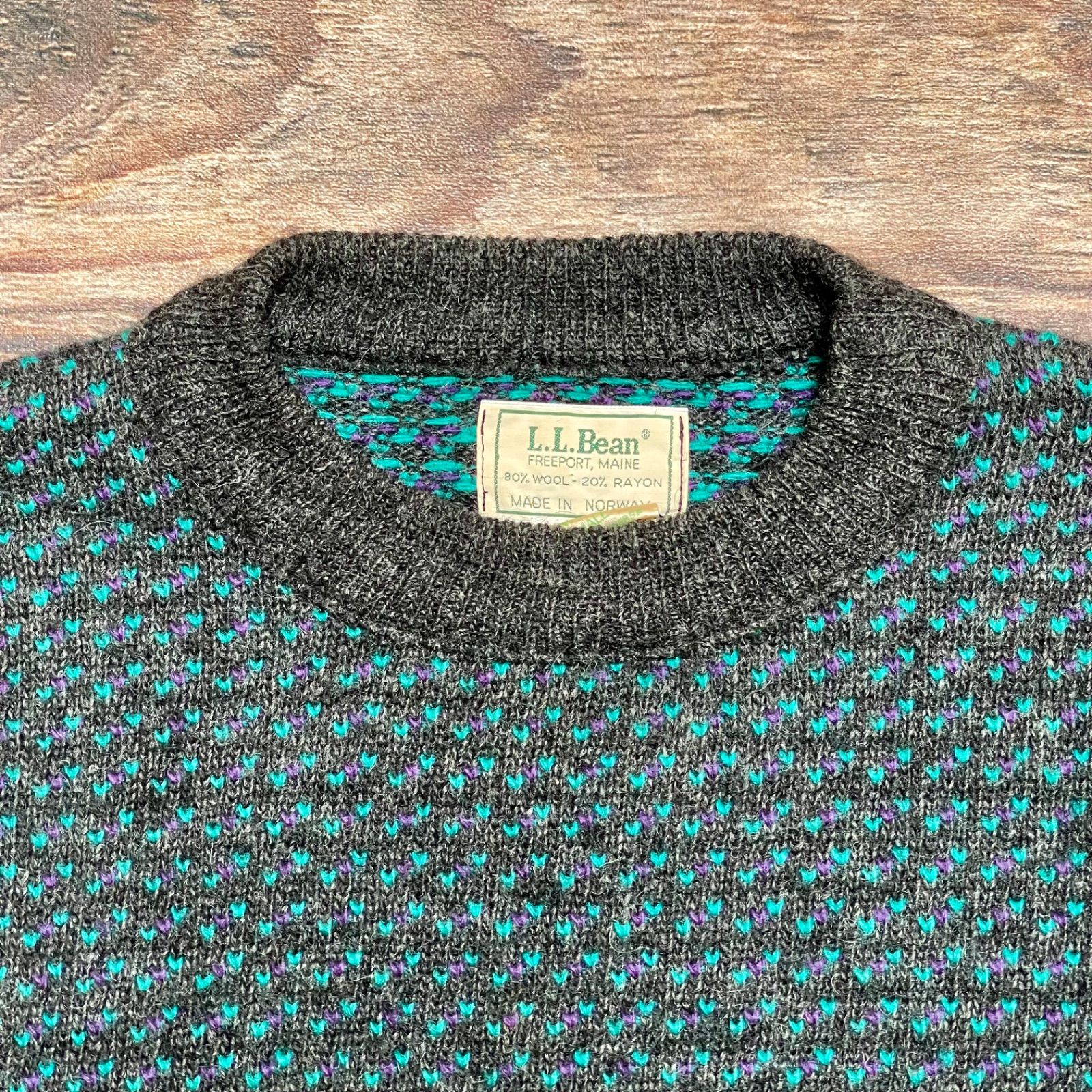 80's NORWAY製 L.L.Bean エルエルビーン バーズアイセーター
