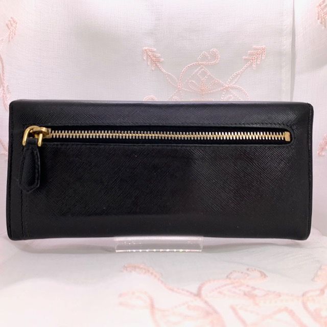 ☆良品☆ PRADA プラダ 長財布 リボン サフィアーノ レザー ブラック