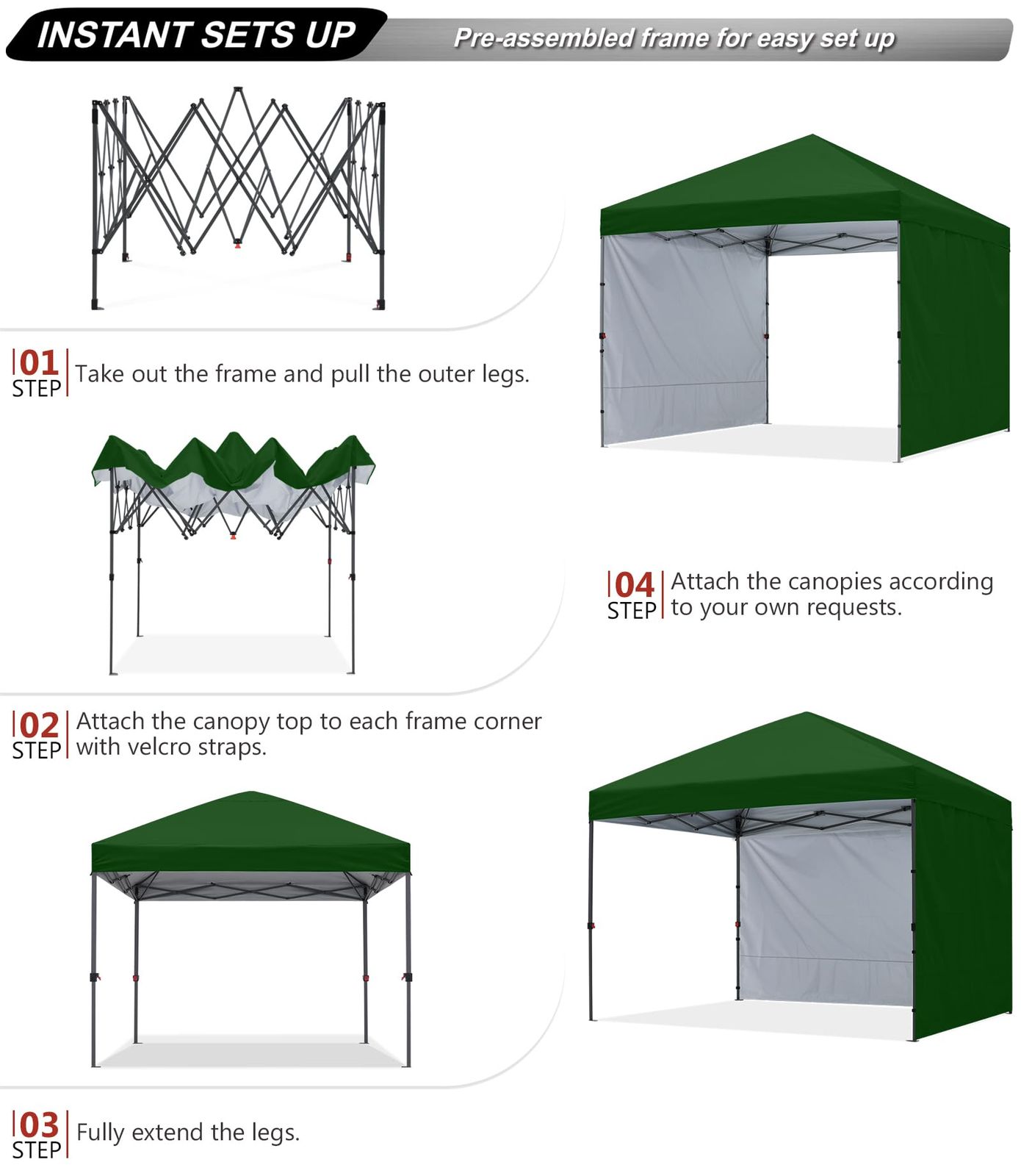 ABCCANOPY ワンタッチテント タープ テント 3mx3m 2.5mx2.5m 簡易テント 大型 サイドシート2枚 センターロック 三段階調節 耐水 UVカット 日除け 遮熱 紫外線カット 耐風性 組立簡単 キャスターバッグ付き 3M|オリーブグリー… HRDEVELOPMENT_JP