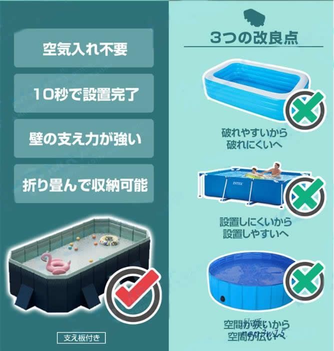 2023新型 家庭用プール内寸130*90*47CM 支え板付き 折り畳み 家庭用