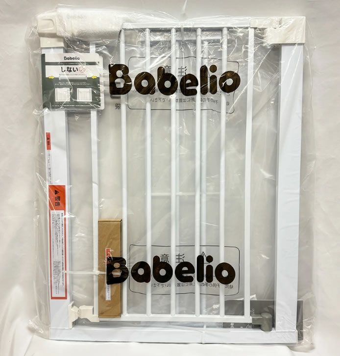 BABELIO ベビーゲート ホワイト 取付幅67-94cm 高さ76cm 階段上 オートクローズ 穴あけ不要 圧力取付 ペットゲート 拡張フレーム付 拡張可能