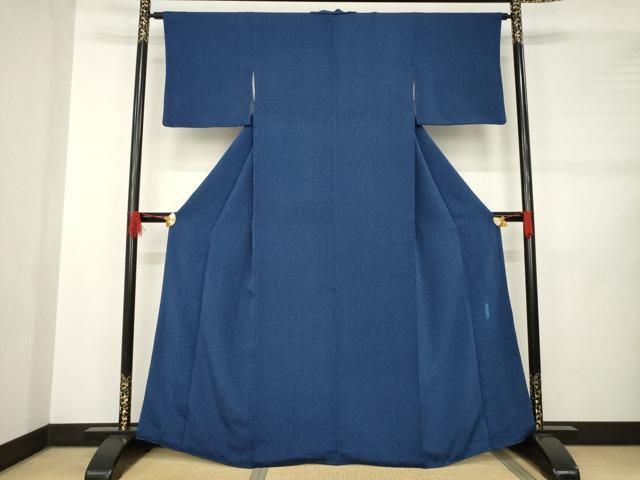 平和屋着物●重要無形文化財　人間国宝　中村勇二郎　江戸小紋　藍　草花文　正絹　逸品　AABB5407ck 平和屋着物○重要無形文化財 人間国宝 中村勇二郎 江戸小紋 藍 草花文