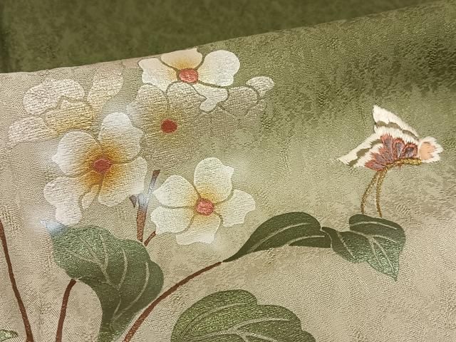 平和屋着物○訪問着 刺繍 花蝶文 暈し染め 金彩 やまと誂製 正絹 逸品  
