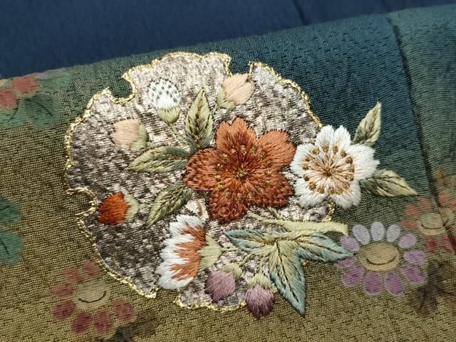 正絹振袖‼️金彩 刺繍 花模様 雪輪 霞 和装 着物 f520791284b5125ac511d23cae8b0f