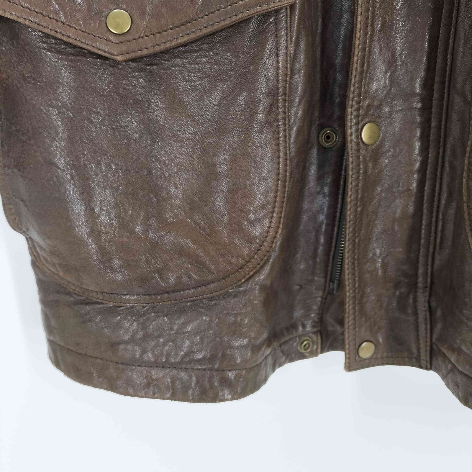 MEN'S BIGI メンズビギ ライダースレザーベスト ジップアップ 美品牛革