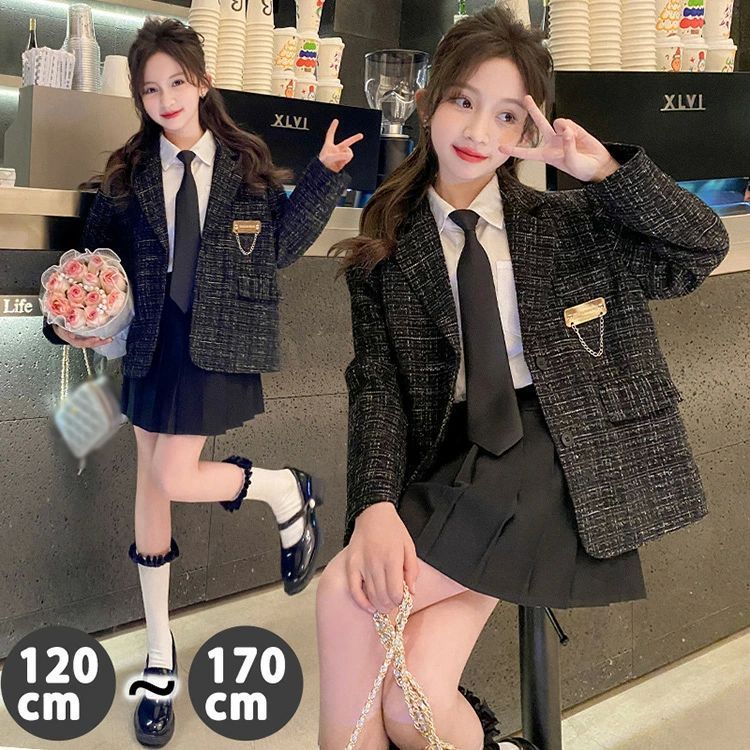 入学式 スーツ 子供服 女の子 卒業式 スカート セットアップ ツイード ジュニア ジャケット フォーマル スーツ お洒落 セットアップ 入園式 卒園式 結婚 zzr0302667e185