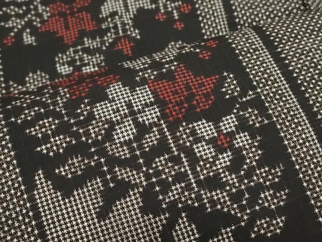 平和屋着物▽本場大島紬 7マルキ 雪輪花間道 正絹 逸品 CAAS0367th 平和