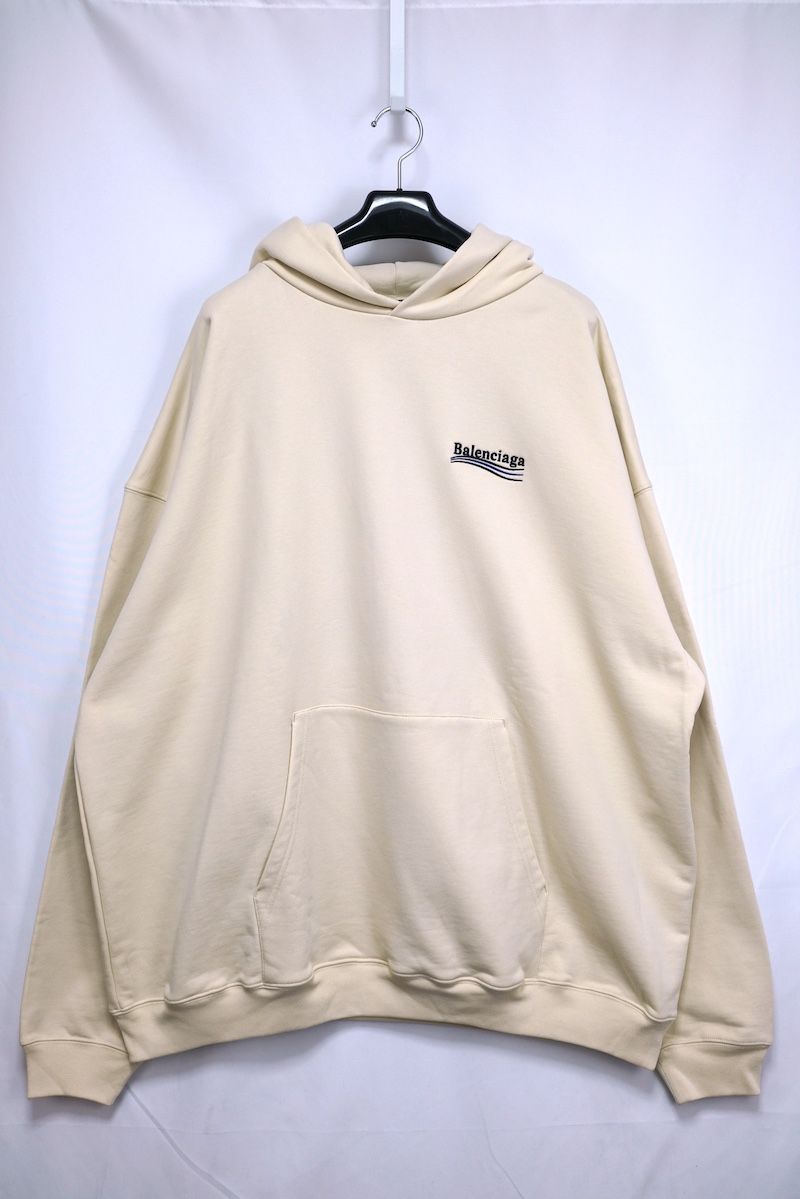 BALENCIAGA バレンシアガ キャンペーンロゴ 刺繍 オーバーサイズ プルオーバーパーカー ベージュ XXS Mサイズ 620973 TKVI9