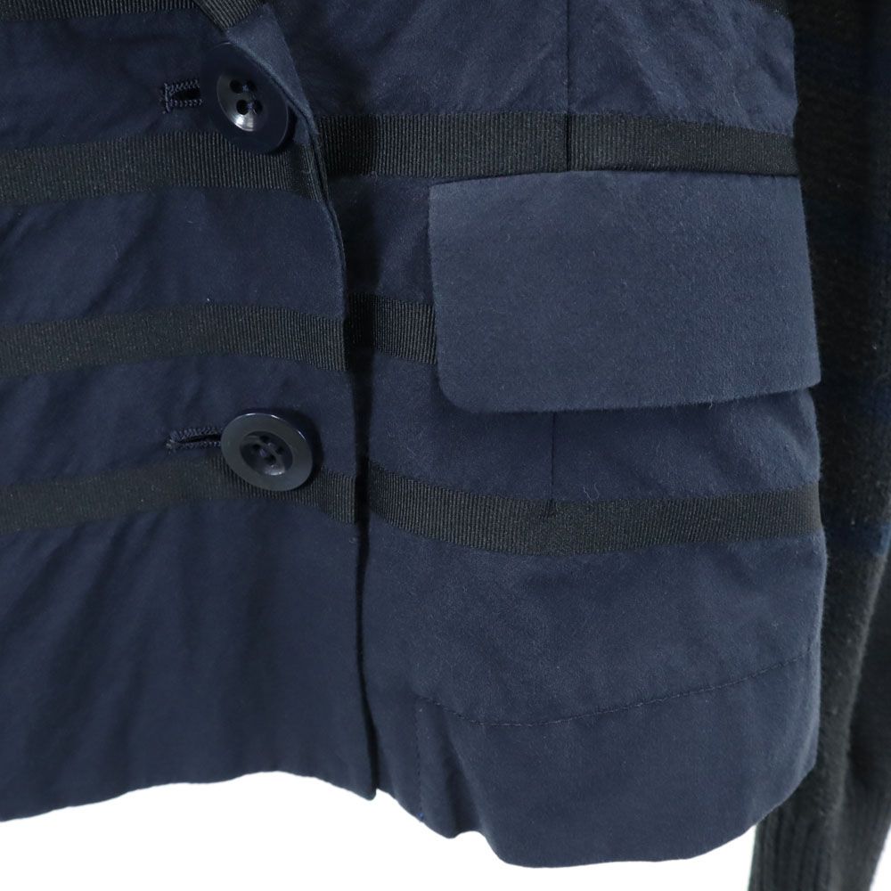 sacai luck - サカイラック 日本製 ボーダー柄 ニット切替 ダブル ブレザー 1 ネイビー sacai luck アンコン レディース サカイラック 日本製 ボーダー柄 ニット切替 ダブル ブレザー 1