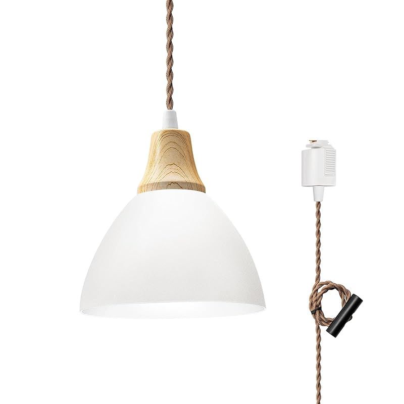 DiCUNO ペンダントライト ダクトレール用 LED一体型 60W相当 昼白色 1灯 天井照明 吊り下げ コード長さ 80CM 長さ調整 北欧 半円形シェード シンプル おしゃれ ホワイト 1個入 0