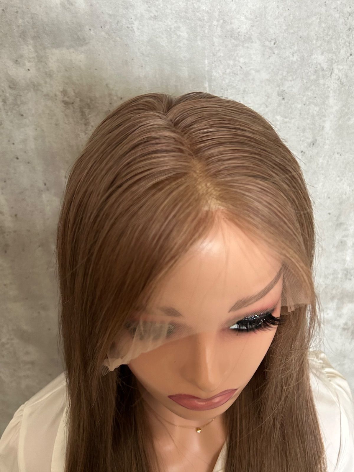 アッシュブラウン｜自然なもみあげ 耳掛けできる｜ロング｜オープン記念