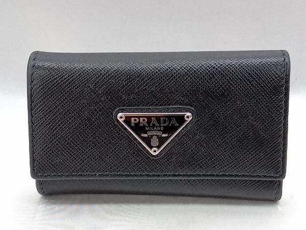 PRADA】プラダ キーケース 三角プレート 小物 6連 ブラック 中古