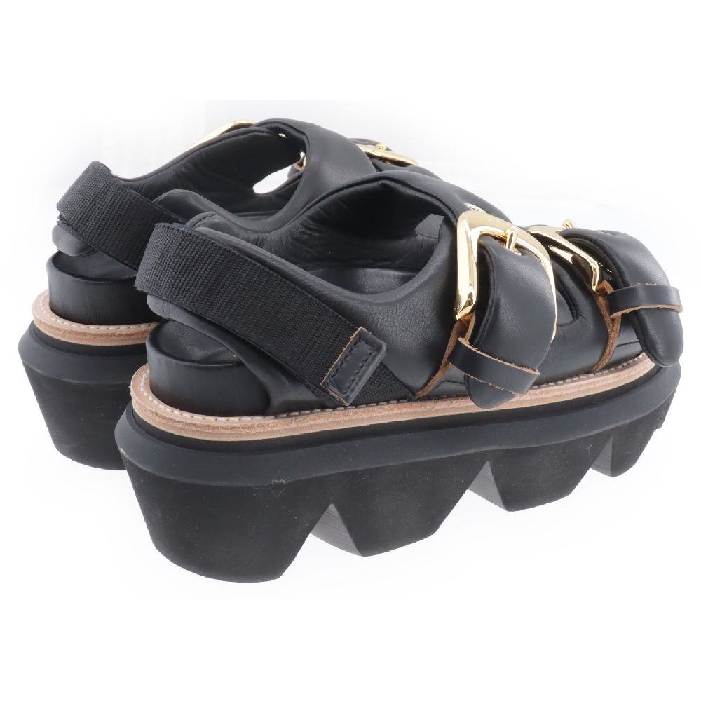 関税送料込★sacai プラットフォームサンダル Sacai (サカイ) 24SS Belt Sandals レザー ベルトバックル