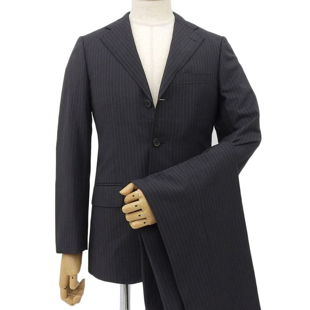 ポールスミス Paul Smith ゼニア生地 3つボタン ストライプ スーツ L 175cm 黒