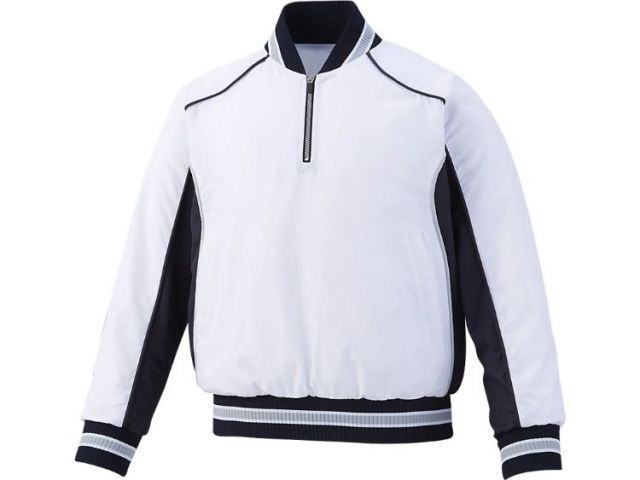 asics アシックス Jr.V JUMPER LS ホワイトxネイビー 140 BAV12J 150 | スポーツ 運動 衣類 衣料品 服 ウエア ウェア 野球 ベースボール アウター トップス 子供 キッズ ジュニア 長袖 ロングスリーブ Vジ